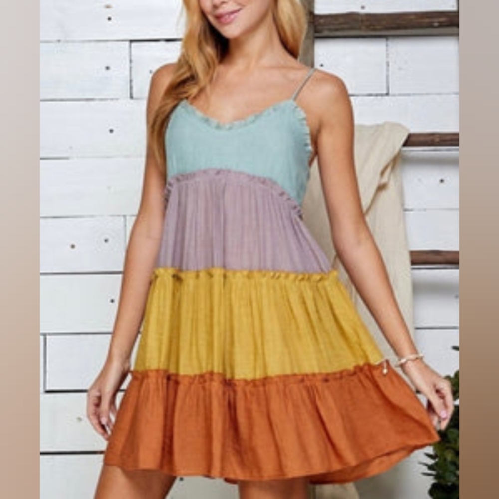 Cute Colorblock Maxi Dress  (Medium)
